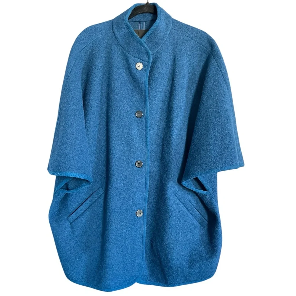 Talbots Women’s Wool Cape Cloak Blue size XL